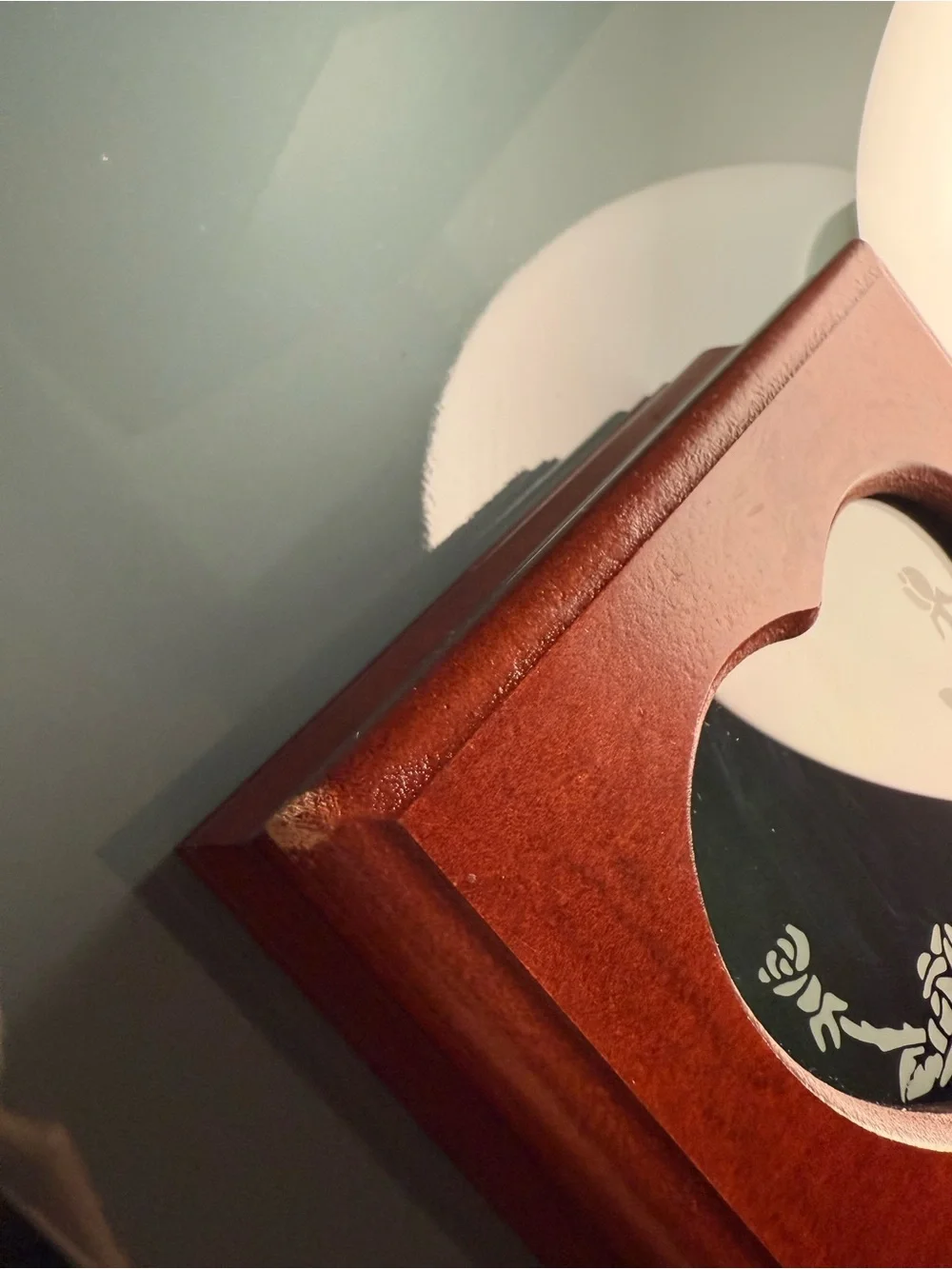 Vintage Romantic Wooden Heart Etched Glass Rose Jewelry Box